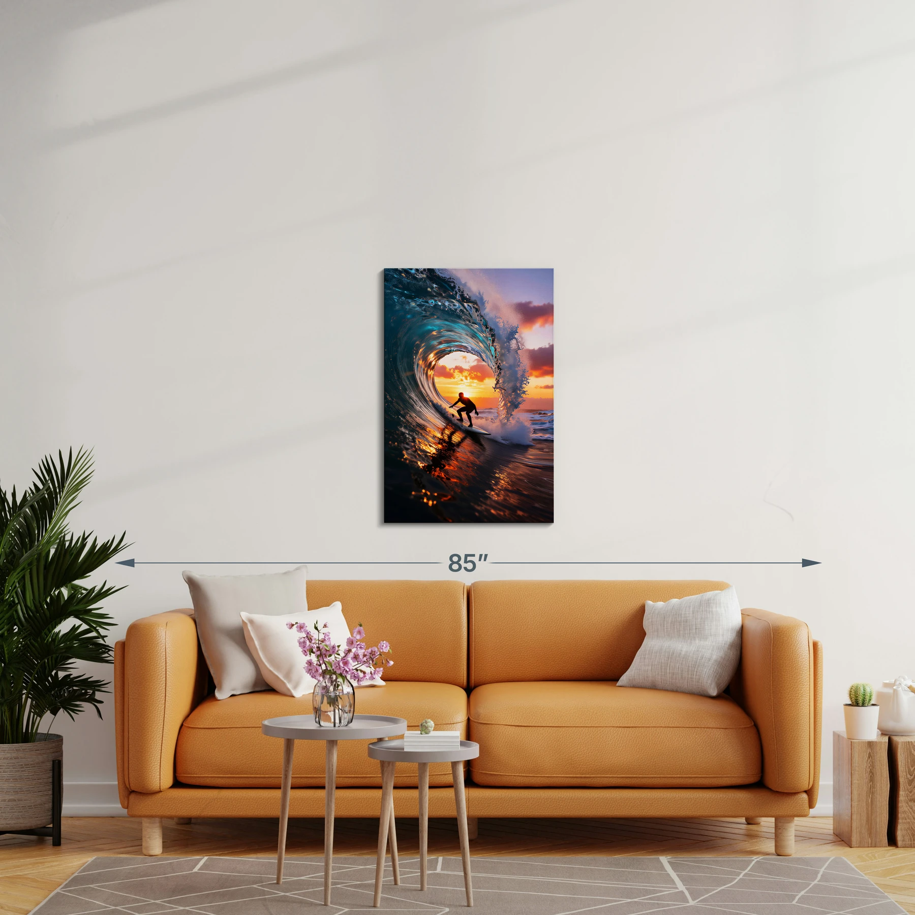 Ocean Wave Surfer Sunset Canvas Wall Art – Strength, Freedom & Motion - Image 3